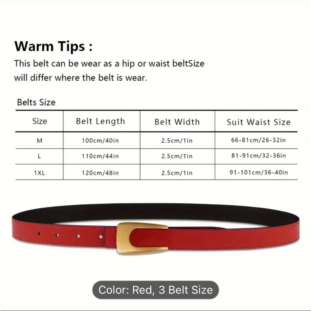 📦 Red / Black Double Sided Vegan Leather Belt - Picture 10 of 10